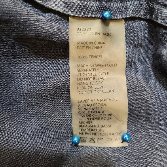 Dex Acid Wash Denim Chambray Mini Dress XSmall - Picture 12 of 12